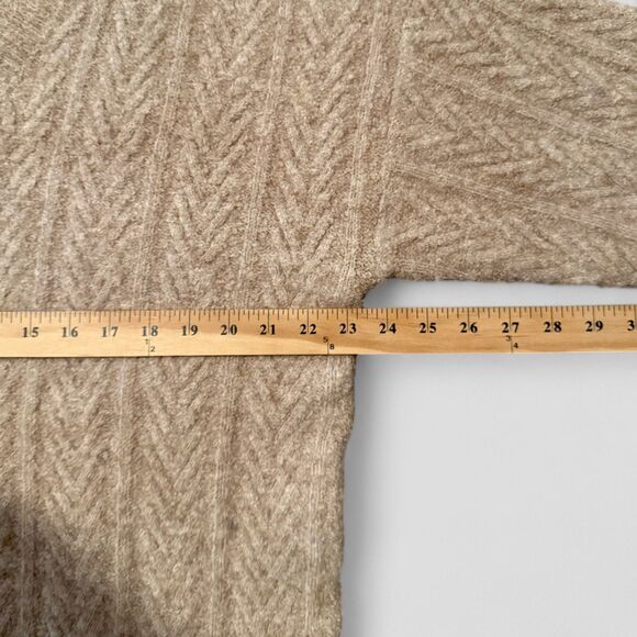 NWT Stellae Dux V-Neck Sweater Cable-Knit Long Sleeve Drop Shoulder Tan Size XL - Picture 8 of 9